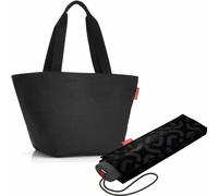 reisenthel shopper M avec umbrella pocket mini Set, sac à provisions, parapluie, Black, 15 L, 2 pcs.