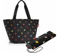 reisenthel shopper M avec umbrella pocket mini Set, sac à provisions, parapluie, Dots, 15 L, 2 pcs.