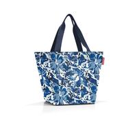 reisenthel Shopper M Flora blue - sac à main polyvalent, poches intérieures, matériau hydrofuge, 15 L, fonctionnel idéal pour le shopping!
