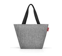 reisenthel shopper M - sac de shopping pour vos courses, 1 poche intérieure zippée, fond du sac carré pour plus de stabilité, ouverture avec fermeture zippée, volume 15l, en twist silver
