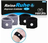 ReiseRuhe Bracelets bien-être Bandeau d'acupressure Mal des transports, grossesse Bracelet anti-nausées Sea [lot de 4]