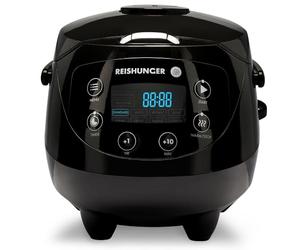 REISHUNGER Mini Auto Cuiseur Riz (rice cooker) Japonais et Cuiseur Vapeur Noir avec la Fonction de Maintien au Chaud et Bol en Céramique, dont Cuillère et Tasse à Mesurer - 0.6 l pour 1-3 personnes…