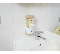 Reiso Works Sagrotan No-Touch Support mural 2 en 1 - Avec colle haute performance et kit de vis - Maintien ferme sur le carrelage - Avec couvercle de protection - Kit complet (café au lait marron