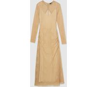 Reiss Atelier Gold Lace-Knit Ruched Maxi Dress Gold M (EU 40-42)