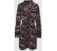 Reiss Reiss Black Carolina Jersey Ruched Abstract-Print Midi Dress Black L (EU 44-46)