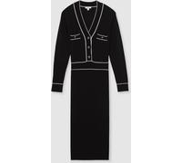 Reiss Reiss Black/Ivory Lorrie Wool-Blend Tipped Dress With Cashmere Black/Ivory XS (EU 34)