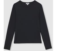 Reiss Reiss Black Jada Cotton Crew-Neck Long-Sleeve T-Shirt With Stretch