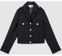 Reiss Reiss Black Jaque Wool Twin-Pocket Cropped Jacket