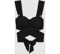 Reiss Reiss Black Maisie Twist-Front Ruched Bikini Top