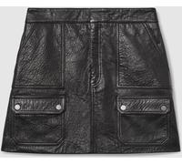 Reiss Reiss Black Parker Grained-Leather High-Rise Mini Skirt Black EU 34 (UK 6)