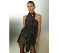 Reiss Reiss Black Tina One-Shoulder Polka-Dot Georgette Top