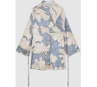 Reiss Reiss Blue Megan Floral Print Gathered Cut Out Shirt Dress Blue 14