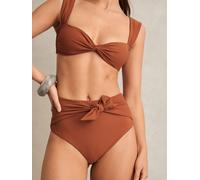 Reiss Reiss Brown Hallie High Waist Tie Front Bikini Bottoms