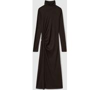 Reiss Reiss Brown Nile Wool Jersey Ruched Midi Dress Brown XL (EU 48-50)