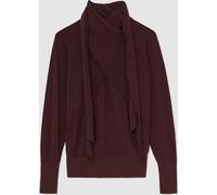 Reiss Reiss Burgundy Alexis Wool Scarf-Tie Draped Jumper