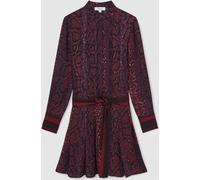 Reiss Reiss Burgundy/Black Aurora Snake-Print Belted Mini Dress Burgundy/Black EU 36 (UK 8)