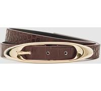 Reiss Reiss Burgundy Croc-Effect Evelina Leather Oval-Buckle Belt