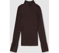 Reiss Reiss Burgundy Vienne Rib-Knit High-Neck Top