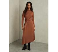 Reiss Reiss Camel Casey Draped Jersey Midi Dress Camel EU 42 (UK 14)