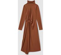 Reiss Reiss Camel Casey Petite Draped Jersey Midi Dress Camel EU 40 (UK 12)