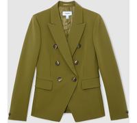 Reiss Reiss Chartreuse Green Priya Petite Twill Double-Breasted Blazer
