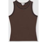 Reiss Reiss Chocolate Brown/Black Becca Stretch-Cotton Jersey Tipped Vest