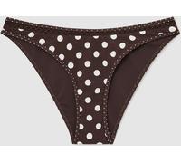Reiss Reiss Chocolate Brown/Ivory Janina Polka-Dot Fixed-Side Bikini Bottoms