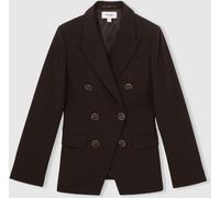 Reiss Reiss Chocolate Brown Lia Petite Wool-Blend Double-Breasted Blazer