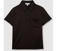 Reiss Reiss Chocolate Brown Polly Silk Half-Button Short-Sleeve Shirt