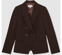 Reiss Reiss Chocolate Brown Priya Petite Twill Double-Breasted Blazer