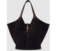 Reiss Reiss Chocolate Lyra Leather And Suede Tote Bag