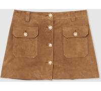 Reiss Reiss Connie Suede boutonné Mini Jupes Tan EU 46 (UK 18)