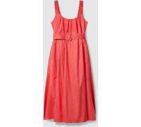Reiss Reiss Coral Liza Cotton Ruched Strap Belted Midi Dress Coral 16