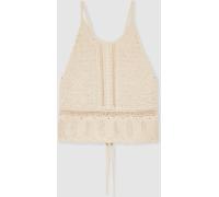 Reiss Reiss Cream May Cotton Crochet Tie-Back Cropped Top