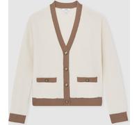 Reiss Reiss Cream/Neutral Olli Wool Colourblock Cardigan