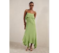 Reiss Reiss Green Alba Ruffle-Detail Midi Dress Green EU 40 (UK 12)