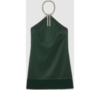Reiss Reiss Green Sina Satin Crystal-Necklace Mini Dress Green 10