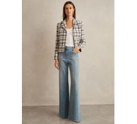 Reiss Reiss Grey Check Carly Cotton Blend Check Cropped Jacket