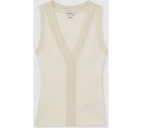 Reiss Reiss Ivory/Ecru Lanette Craft-Stitch Rib-Knit Vest