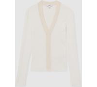 Reiss Reiss Ivory Lauri Craft-Stitch Rib-Knit Top
