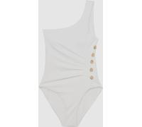 Reiss Reiss Ivory Palma One-Shoulder Button-Detail Swimsuit