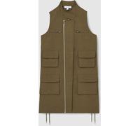Reiss Reiss Khaki Essie Utility Zip-Through Mini Dress With Linen Khaki EU 36 (UK 8)