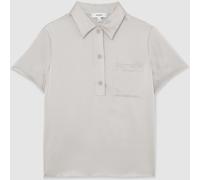 Reiss Reiss Light Grey Polly Silk Half-Button Short-Sleeve Shirt