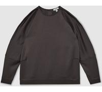 Reiss Reiss Mauve Natalia Satin Button-Back Long-Sleeve Top