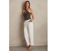 Reiss Reiss Mink Nala Perforated-Knit Cross-Strap Bodysuit