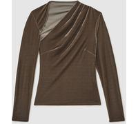 Reiss Reiss Mocha Brown Kassia Velvet Cut-Out Long-Sleeve Top