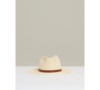 Reiss Reiss Natural Gigi Faux Leather Trim Woven Hat
