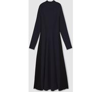 Reiss Reiss Navy/Black Zaya Petite Knitted Contrast-Panel Midi Dress Navy/Black Medium