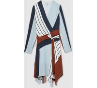 Reiss Reiss Navy/Brown Eloise Stripe-Print Wrap Dress Navy/Brown 6