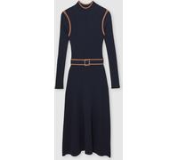 Reiss Reiss Navy/Camel Ella Colourblock Rib-Knit Midi Dress Navy/Camel X-Large